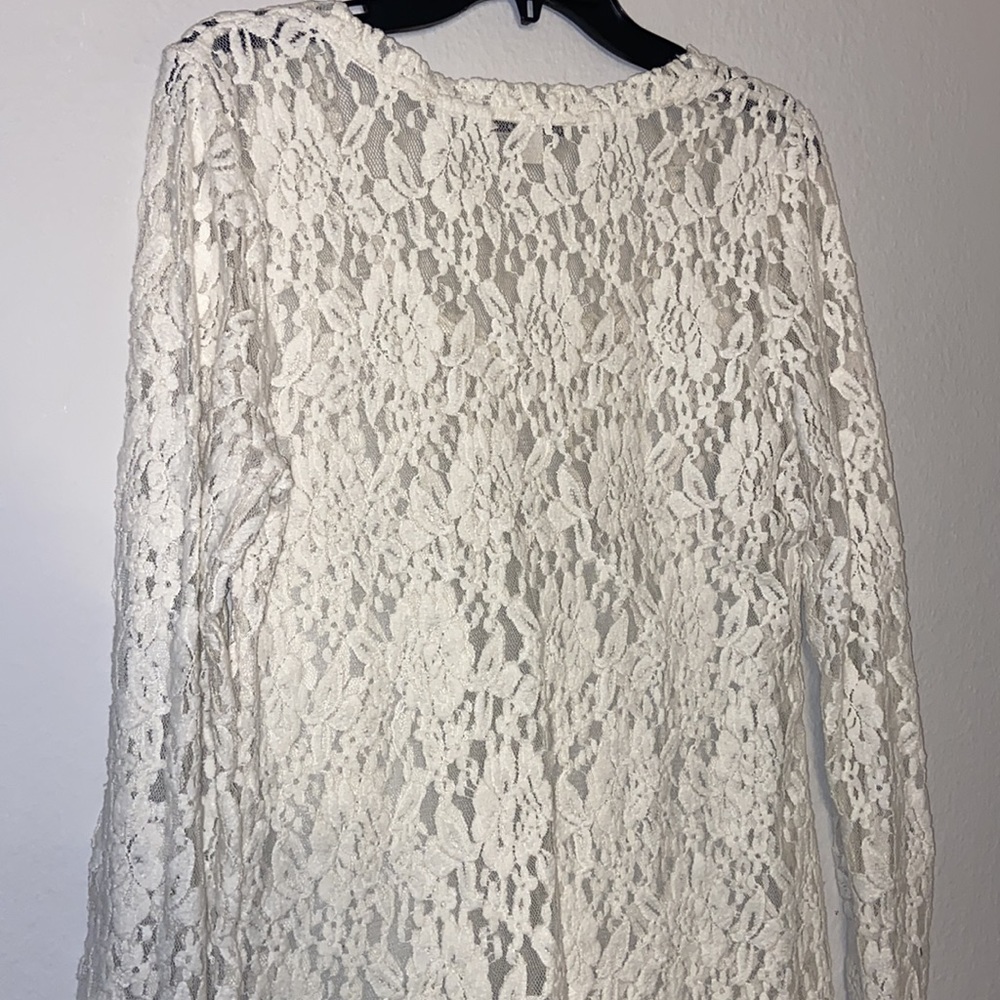 EUC Gorgeous banana republic floral lace cream top size large - Picture 4 of 4